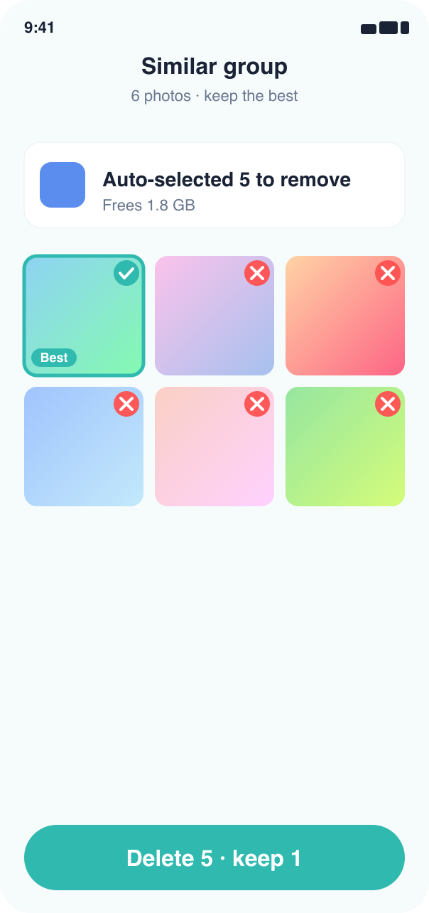 Clean similar photos in bulk