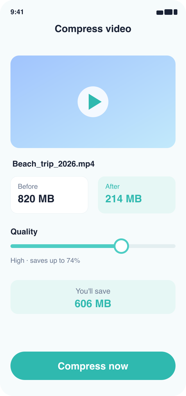 Compress videos to save space